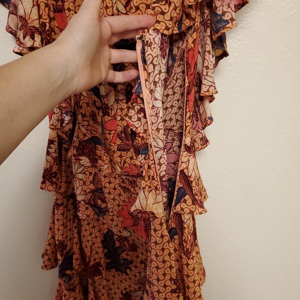 ULLA JOHNSON NWT 100% Silk Freja Ruffle Boho Maxi Dress In Garden Rose Gown Sz 4 - Picture 9 of 12